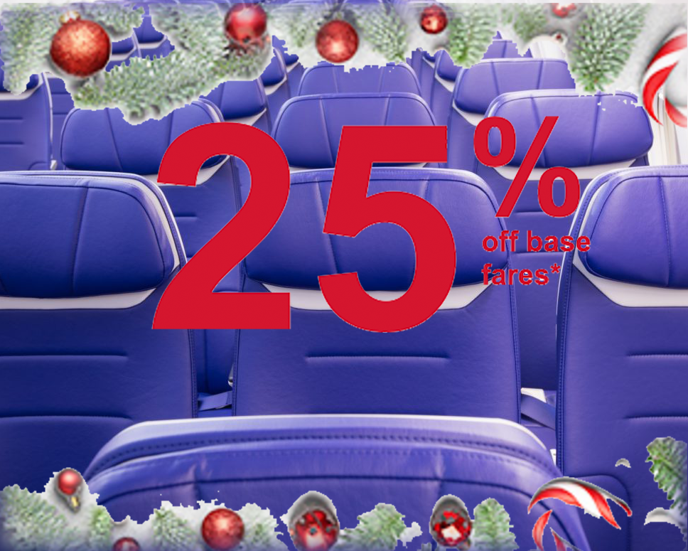 Special Southwest Sale 25 Off Christmas and New Years Flights