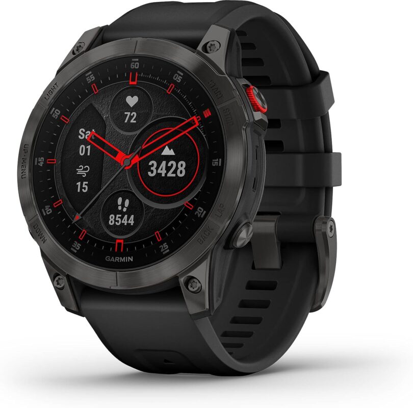 a black watch with red accents