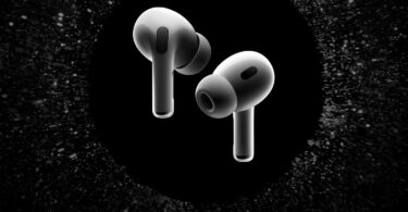 a pair of white earbuds