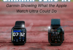 The image features two smartwatches placed on a wooden surface. The left watch displays the time "07:32" with additional icons and information. The right watch also shows "7:32" with various data and colorful indicators. Above the watches, the text reads "GARMIN VENU X1" in large letters, with a subtitle "Garmin Showing What the Apple Watch Ultra Could Do." The background is blurred, highlighting the watches.
