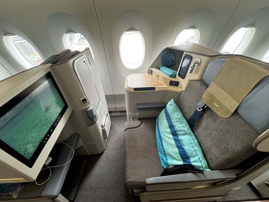 a seat in an airplane